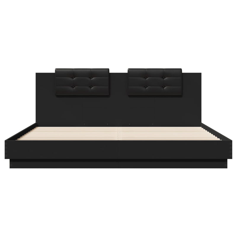 Bed Frame with Headboard Black 160x200 cm Engineered Wood