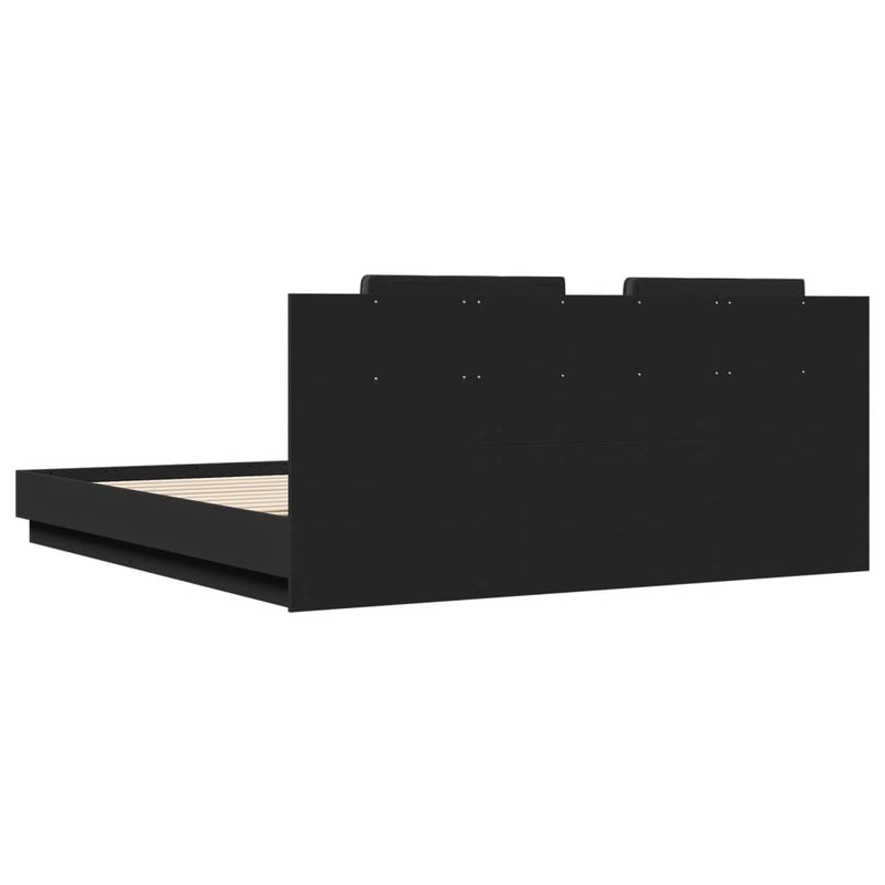 Bed Frame with Headboard Black 160x200 cm Engineered Wood