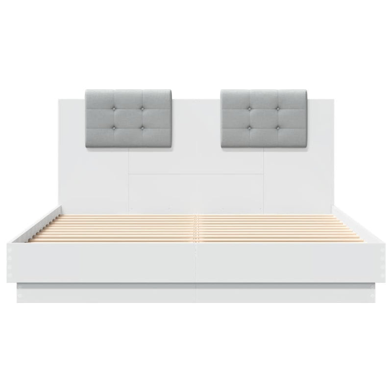 Bed Frame with Headboard White 150x200 cm King Size Engineered Wood