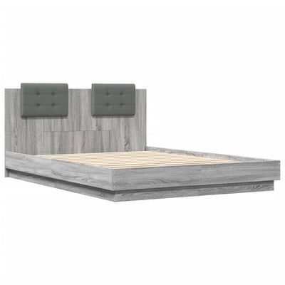 Bed Frame with Headboard Grey Sonoma 150x200 cm King Size Engineered Wood