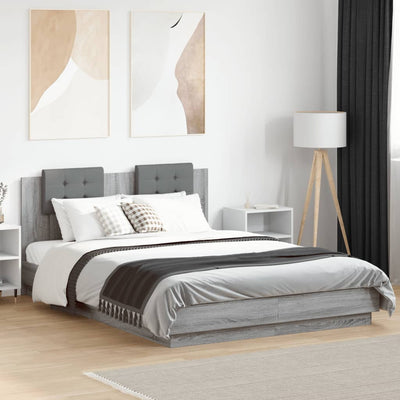 Bed Frame with Headboard Grey Sonoma 150x200 cm King Size Engineered Wood