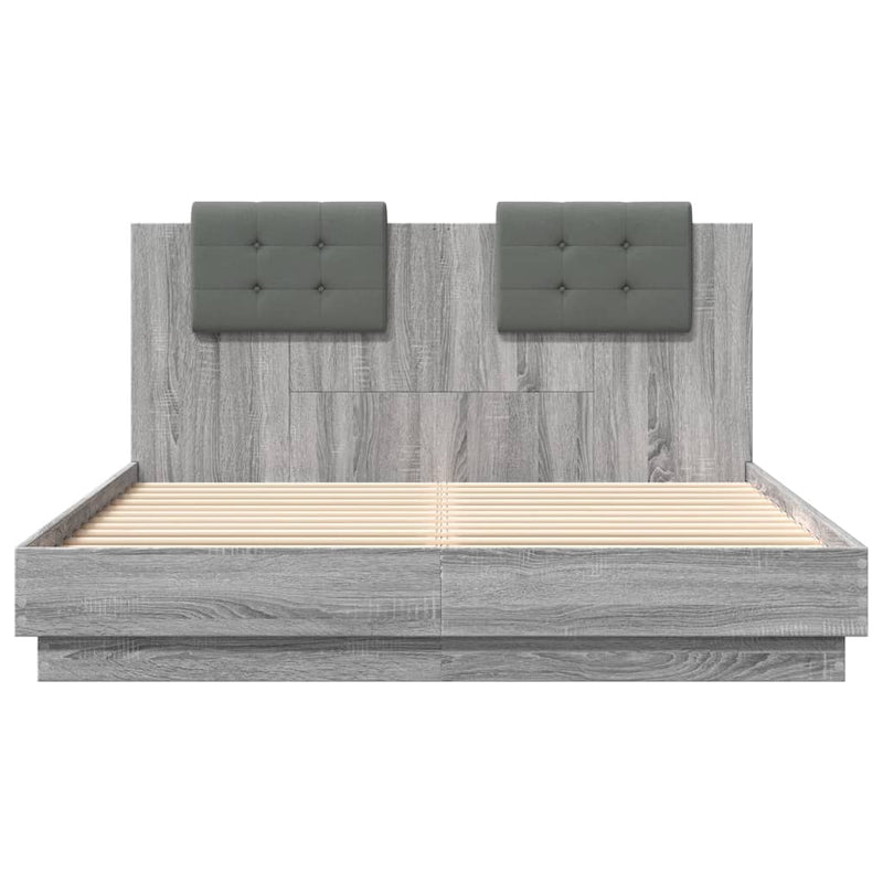 Bed Frame with Headboard Grey Sonoma 150x200 cm King Size Engineered Wood