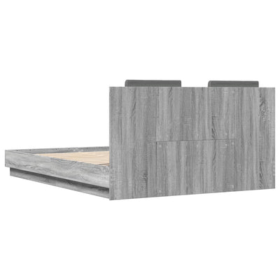 Bed Frame with Headboard Grey Sonoma 150x200 cm King Size Engineered Wood