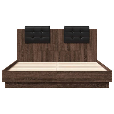 Bed Frame with Headboard Brown Oak 150x200 cm King Size Engineered Wood