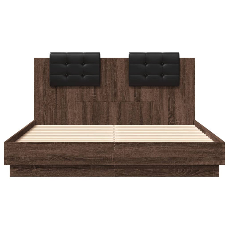 Bed Frame with Headboard Brown Oak 150x200 cm King Size Engineered Wood