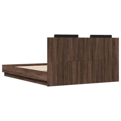 Bed Frame with Headboard Brown Oak 150x200 cm King Size Engineered Wood