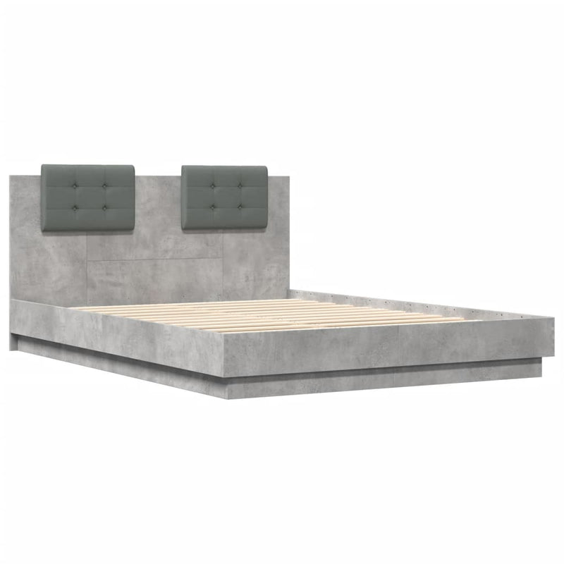 Bed Frame with Headboard Concrete Grey 140x200 cm Engineered Wood