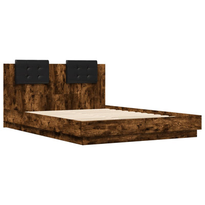 Bed Frame with Headboard Smoked Oak 140x200 cm Engineered Wood