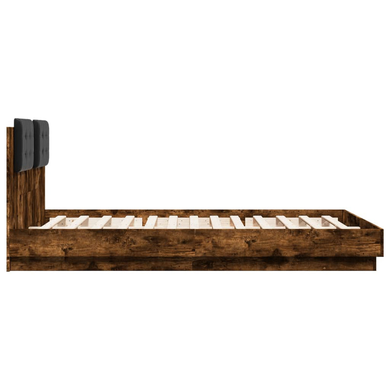 Bed Frame with Headboard Smoked Oak 140x200 cm Engineered Wood