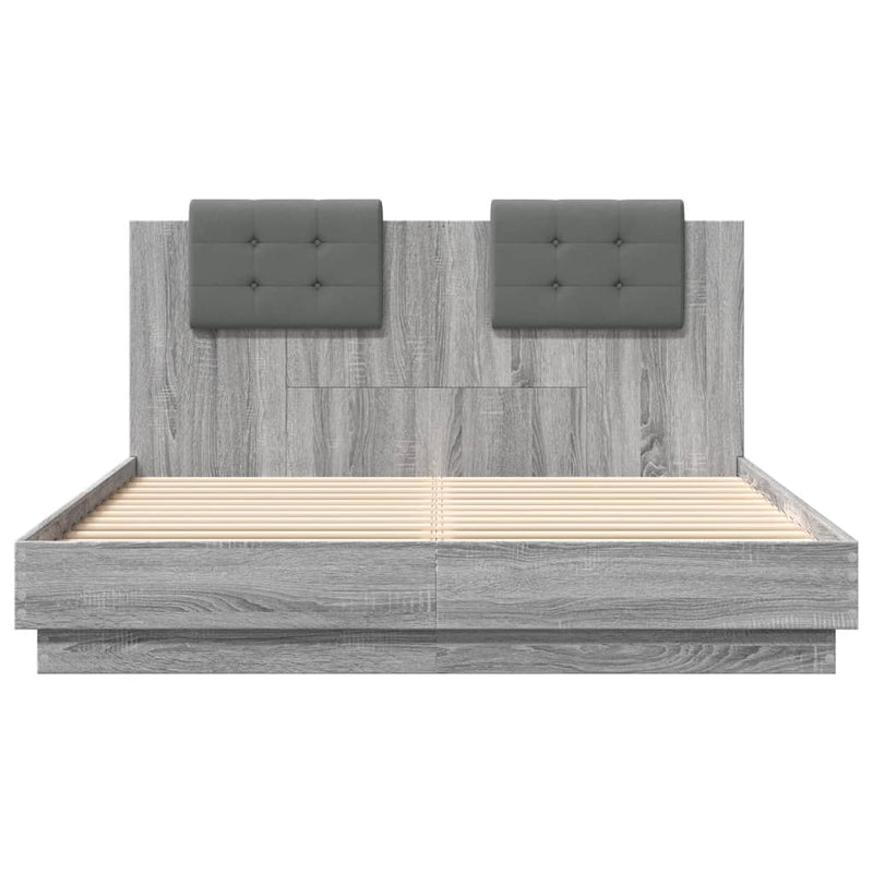 Bed Frame with Headboard Grey Sonoma 140x200 cm Engineered Wood