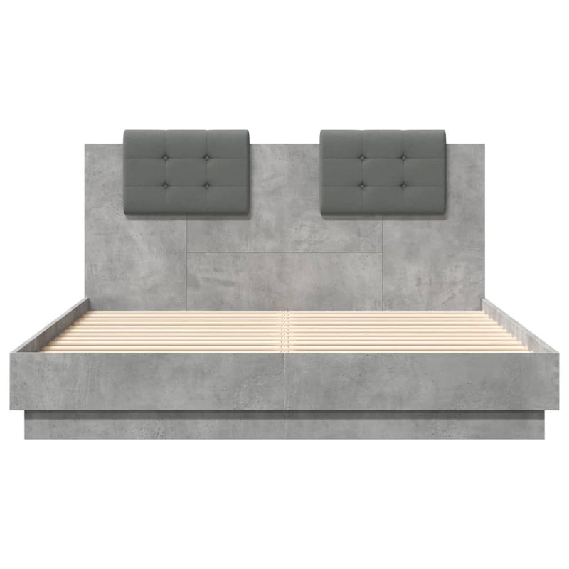 Bed Frame with Headboard Concrete Grey 120x200 cm Engineered Wood