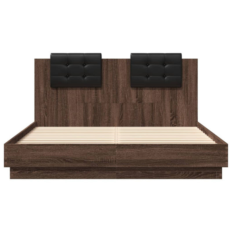 Bed Frame with Headboard Brown Oak 120x200 cm Engineered Wood