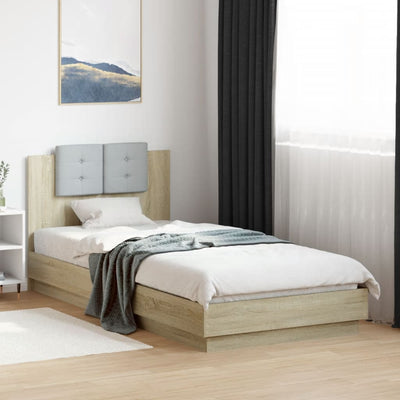 Bed Frame with Headboard Sonoma Oak 100x200 cm Engineered Wood