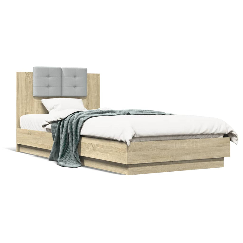 Bed Frame with Headboard Sonoma Oak 100x200 cm Engineered Wood