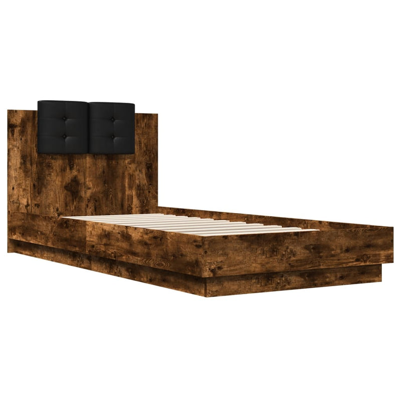 Bed Frame with Headboard Smoked Oak 100x200 cm Engineered Wood