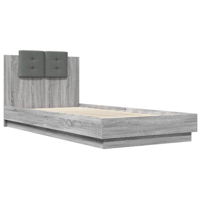 Bed Frame with Headboard Grey Sonoma 100x200 cm Engineered Wood