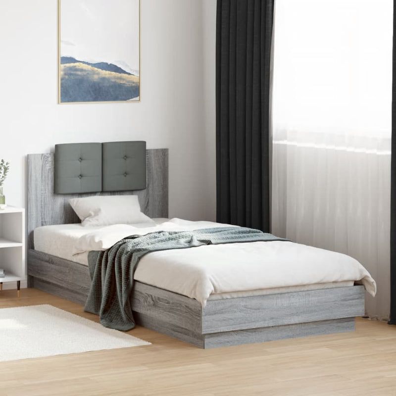 Bed Frame with Headboard Grey Sonoma 100x200 cm Engineered Wood