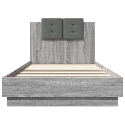 Bed Frame with Headboard Grey Sonoma 100x200 cm Engineered Wood