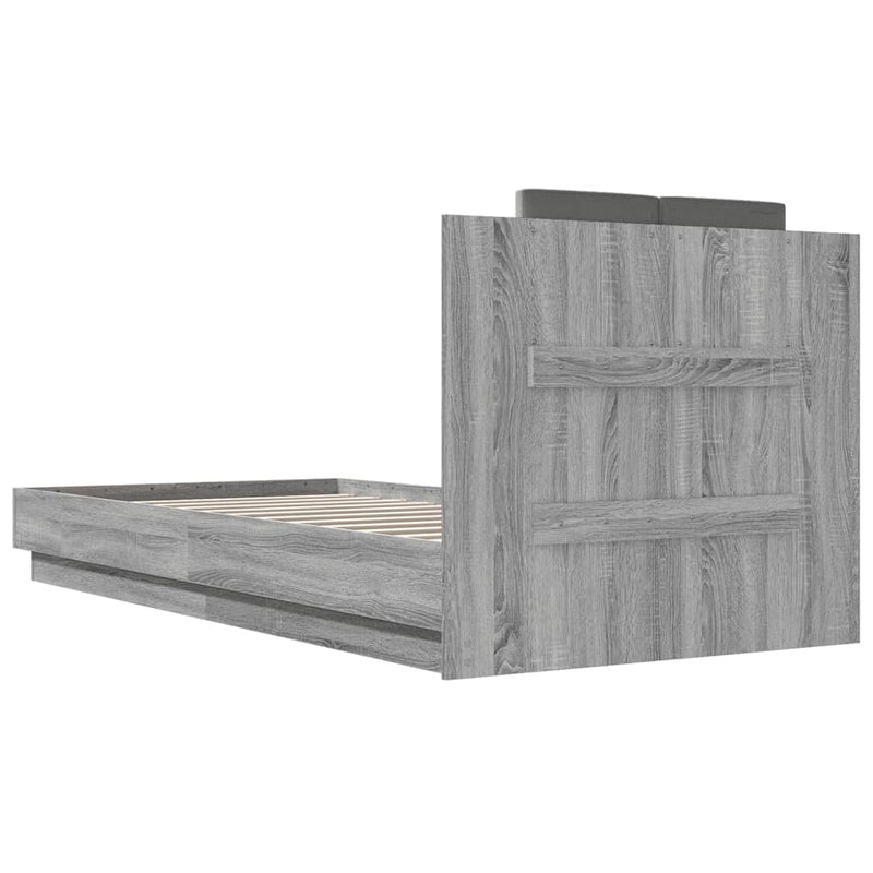 Bed Frame with Headboard Grey Sonoma 100x200 cm Engineered Wood