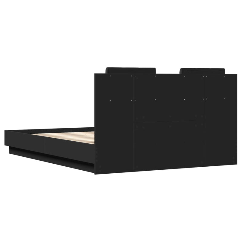 Bed Frame with Headboard Black 120x190 cm Small Double Engineered Wood