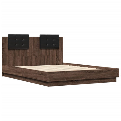 Bed Frame with Headboard Brown Oak 120x190 cm Small Double Engineered Wood