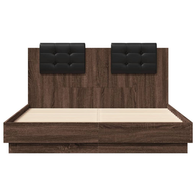 Bed Frame with Headboard Brown Oak 120x190 cm Small Double Engineered Wood