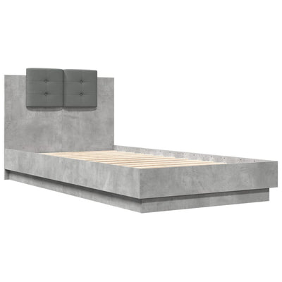 Bed Frame with Headboard Concrete Grey 90x190 cm Single Engineered Wood