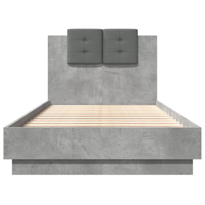 Bed Frame with Headboard Concrete Grey 90x190 cm Single Engineered Wood