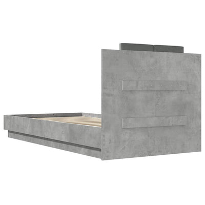 Bed Frame with Headboard Concrete Grey 90x190 cm Single Engineered Wood