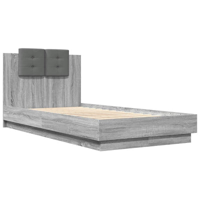 Bed Frame with Headboard Grey Sonoma 90x190 cm Single Engineered Wood