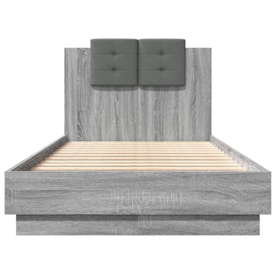 Bed Frame with Headboard Grey Sonoma 90x190 cm Single Engineered Wood