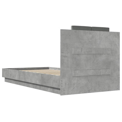 Bed Frame with Headboard Concrete Grey 75x190 cm Small Single Engineered Wood