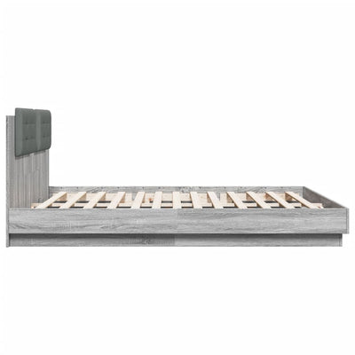 Bed Frame with Headboard and LED Lights Grey Sonoma 160x200 cm