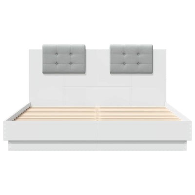 Bed Frame with Headboard and LED Lights White 120x200 cm