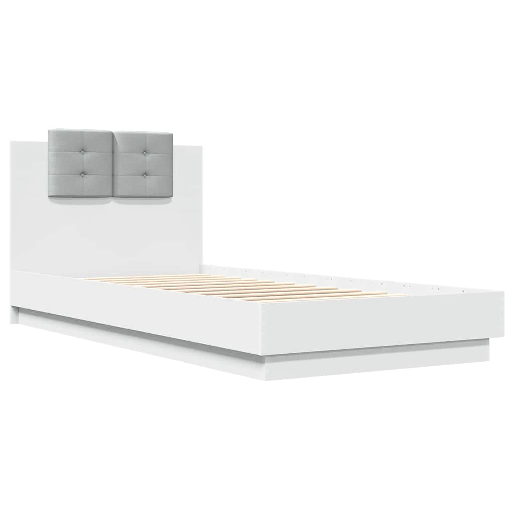 Bed Frame with LED without Mattress 100x200 cm White