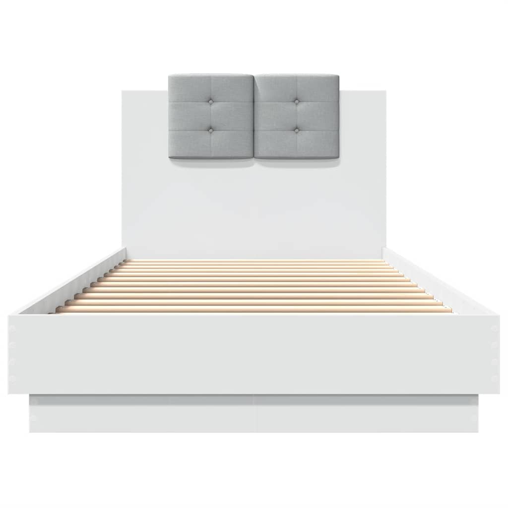 Bed Frame with LED without Mattress 100x200 cm White