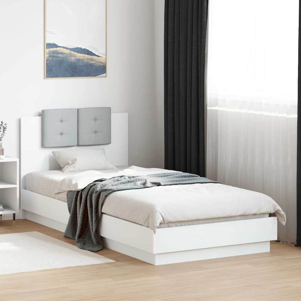 Bed Frame with LED without Mattress 100x200 cm White
