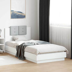 Bed Frame with LED without Mattress 100x200 cm White