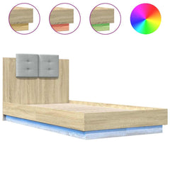 Bed Frame LED without Mattress Sonoma oak