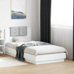 Bed Frame with LED without Mattress 75x190 cm White