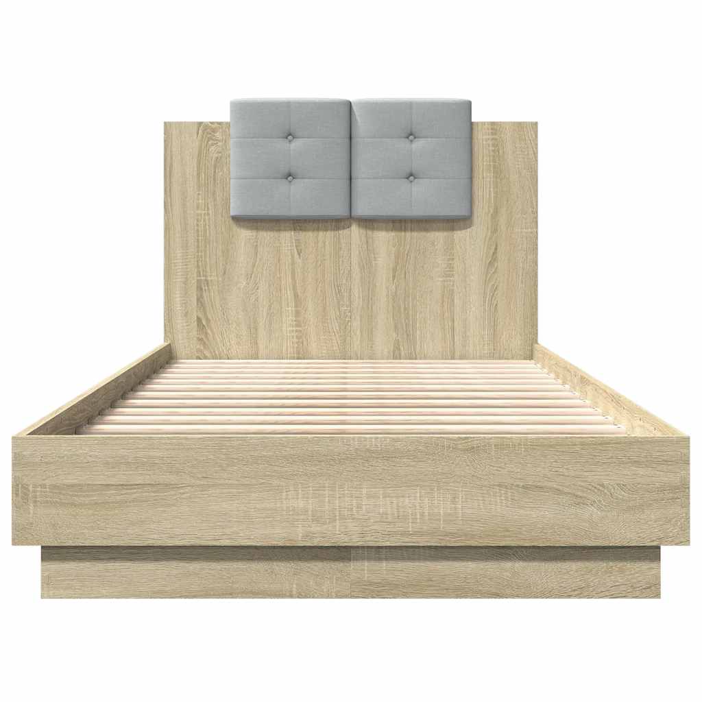 Bed Frame with LED without Mattress 75x190 cm Sonoma oak