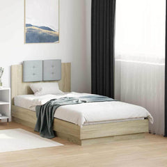Bed Frame with LED without Mattress 75x190 cm Sonoma oak