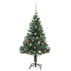 vidaXL Artificial Christmas Tree 150 LEDs&Ball Set&Flocked Snow 120 cm 4