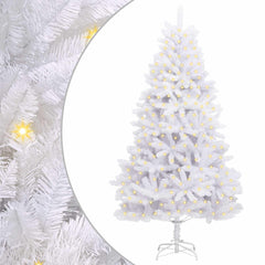 Artificial Hinged Christmas Tree 180 cm 300 LEDs Warm PVC White Ø 90 x 180 cm with 300 LEDs