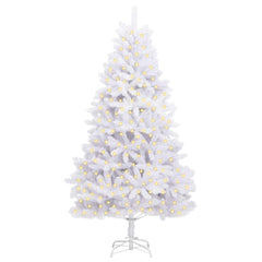 Artificial Hinged Christmas Tree 240 cm 300 LEDs Warm PVC White Ø 120 x 240 cm with 300 LEDs