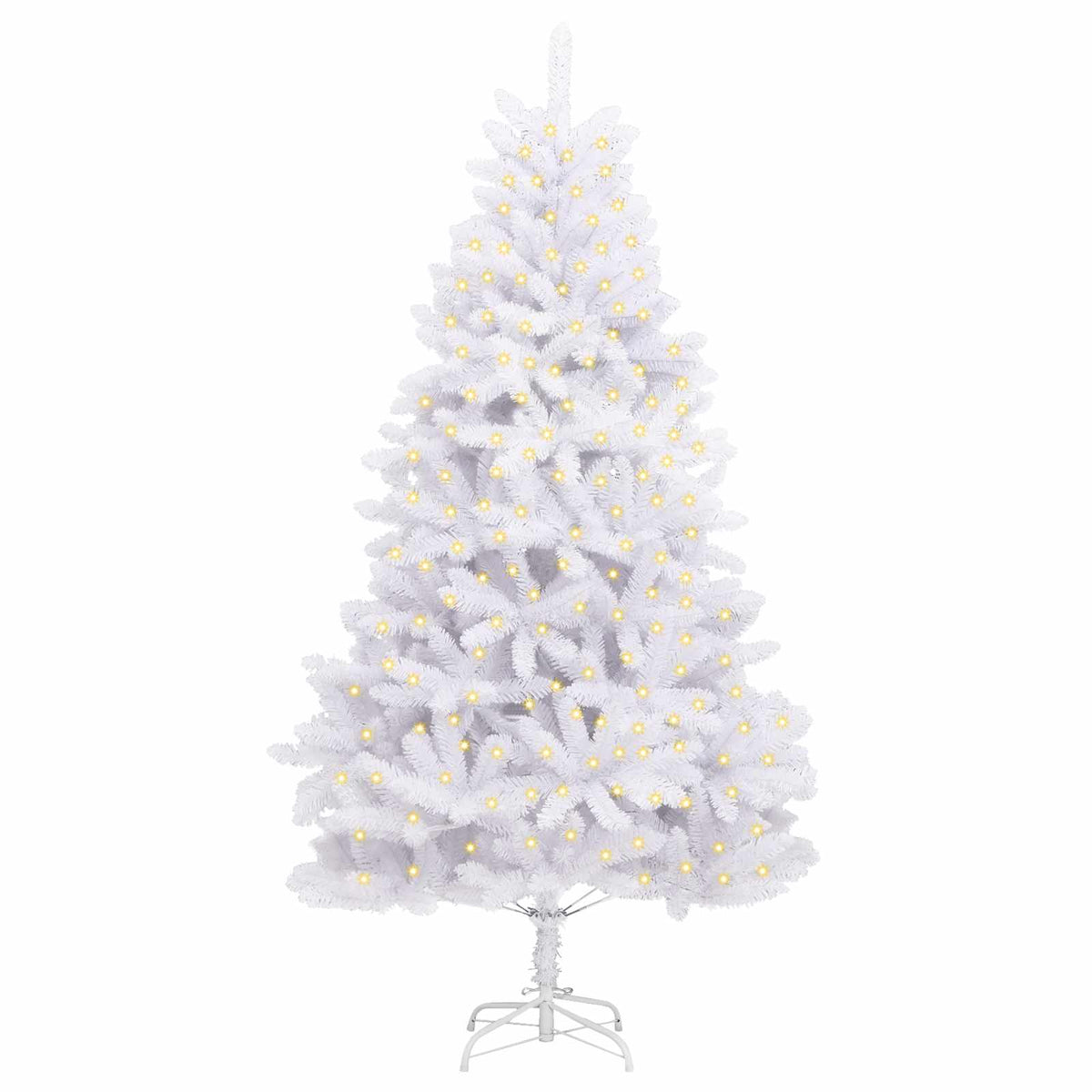 Artificial Hinged Christmas Tree 270 cm 300 LEDs Warm PVC White Ø 128 x 270 cm with 300 LEDs
