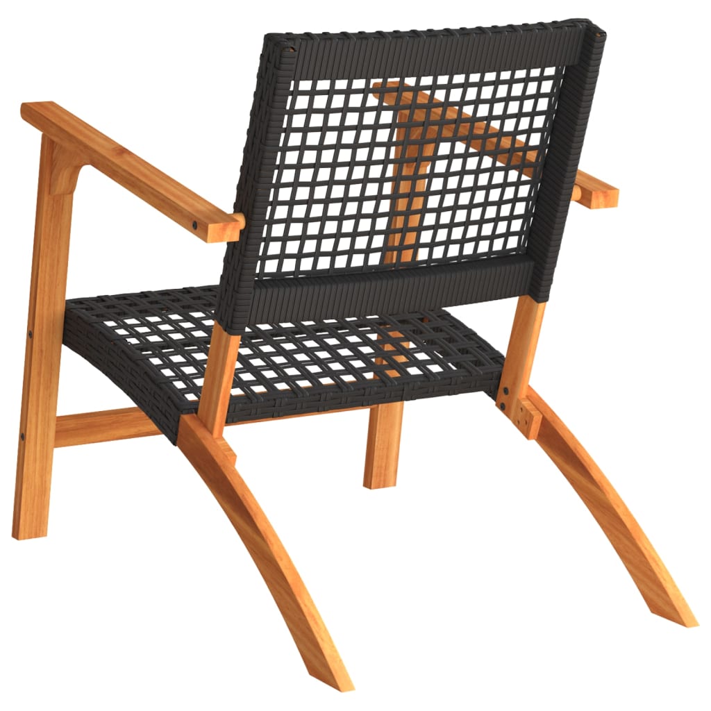 Garden Chairs 2 pcs Poly Rattan and Acacia Wood Without table