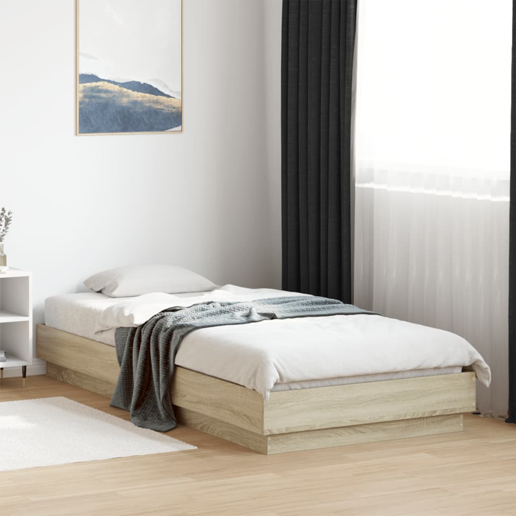 Bed Frame without Mattress with LED Lights 100x200 cm Sonoma oak