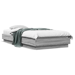 Bed Frame without Mattress with LED Lights 100x200 cm Grey sonoma