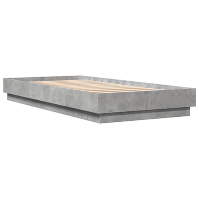 Bed Frame with LED Lights Concrete Grey 90x200 cm